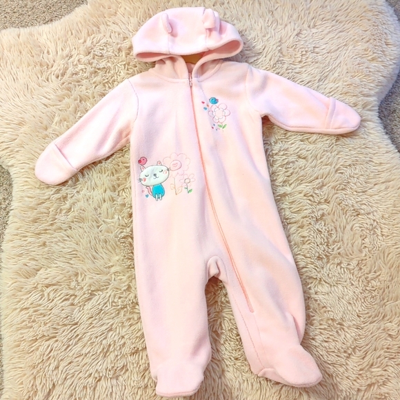 NWOT Absorba Baby Pink Fleece Winter Suit, 6-9 Months - Picture 1 of 11
